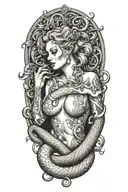 eve eating the apple  and snake tattoo design idea