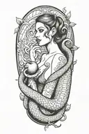 eve eating the apple  and snake tattoo design idea