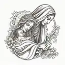 Virgin Mary holding Jesus tattoo design idea