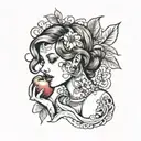 eve eating the apple  tattoo design idea
