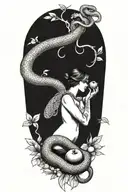 eve eating the apple  and snake tattoo design idea