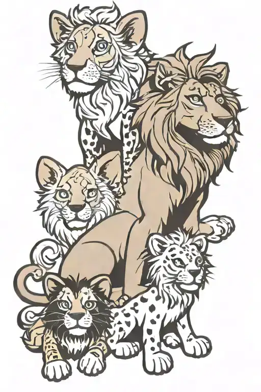 Charlie from all dogs go to heaven, Wendy from Peter pan, Alex the lion stuffie  tattoo design idea