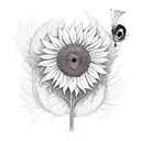 sunflower with peacock feather and butterfly tattoo design idea