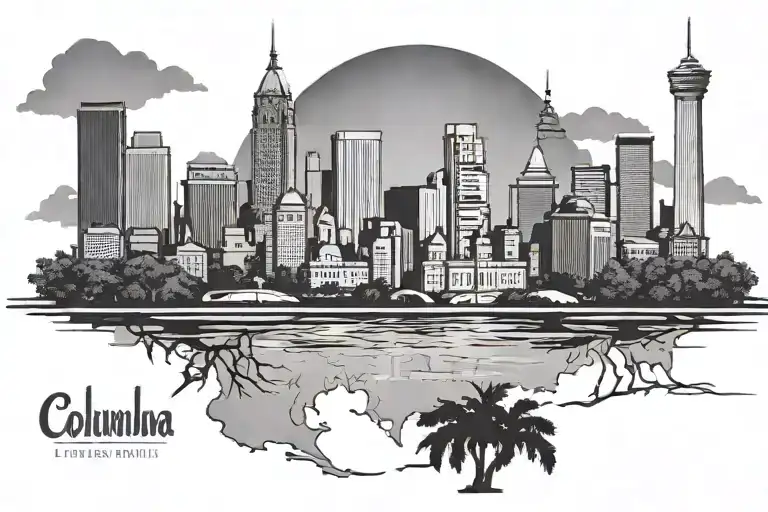 columbia sc skyline silhouette tattoo design idea