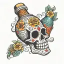 day of the dead with beer bottle tattoo design idea