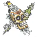 day of the dead with beer bottle tattoo design idea