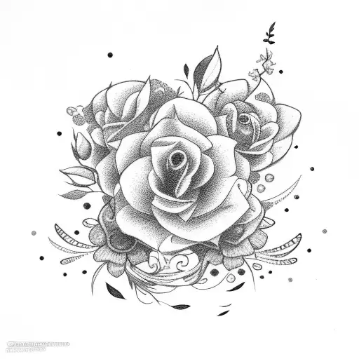 sparrow with flowers tattoo design idea