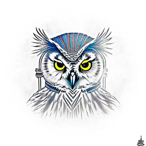 owl in a cage tattoo design idea
