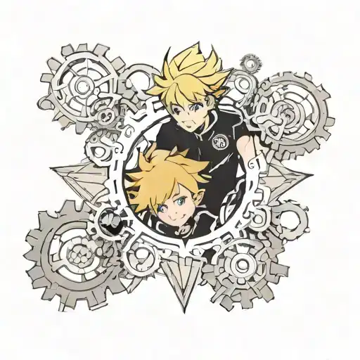 blond haired girl with blue eyes haikyu characters as the gears tattoo design idea