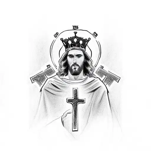 cross that says Christ is King  tattoo design idea