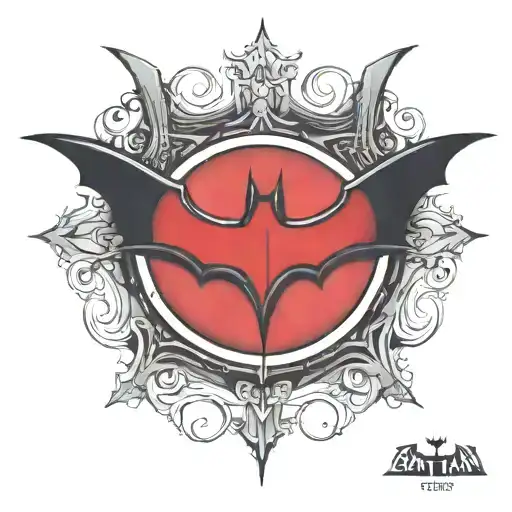 wide red Batman logo  tattoo design idea