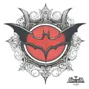wide red Batman logo  tattoo design idea