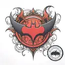 wide red Batman logo  tattoo design idea