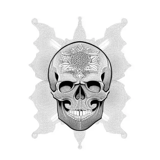skull arising form a Mandelbrot set   tattoo design idea