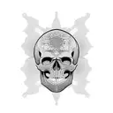 skull arising form a Mandelbrot set   tattoo design idea