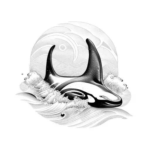 orca with waves tattoo design idea