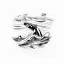 orca with waves tattoo design idea