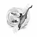 orca with waves tattoo design idea