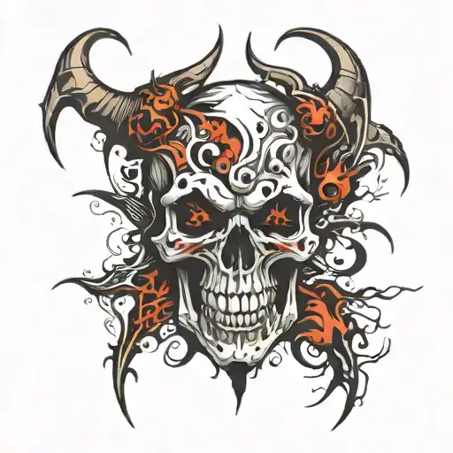 devil skull tattoo design idea