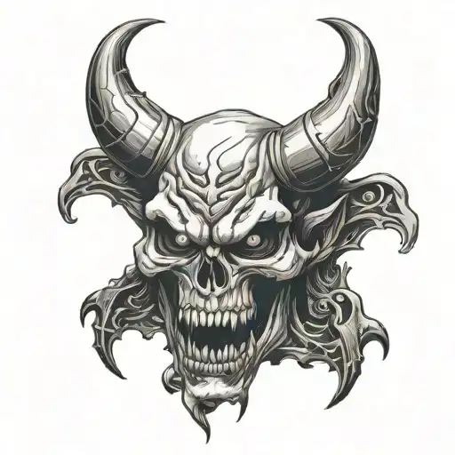 devil skull facing the front tattoo design idea