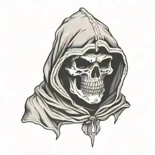 skull in cloak hood tattoo design idea