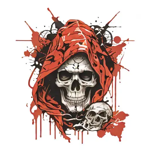 skull in cloak hood tattoo design idea