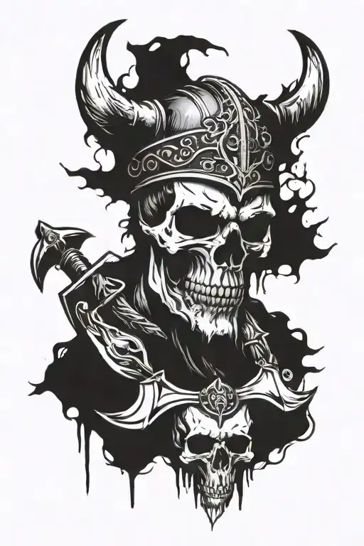 viking skull tattoo design idea