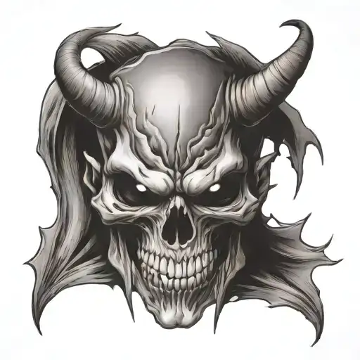 devil skull facing the front tattoo design idea