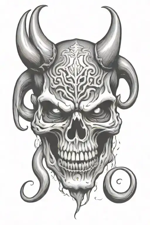 devil skull facing the front tattoo design idea