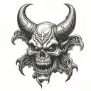 devil skull facing the front tattoo design idea