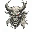 devil skull facing the front tattoo design idea