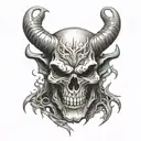 devil skull facing the front tattoo design idea