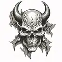 devil skull facing the front tattoo design idea