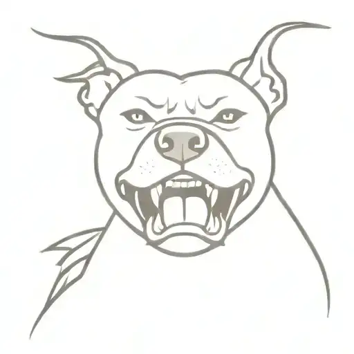 pit bull growling angry with teeth out side view tattoo design idea