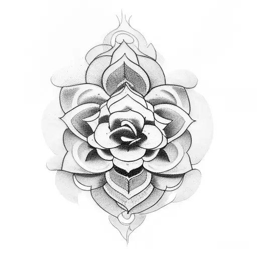 A tattoo that pays tribute to the client's deceased grandmother using flowers and religious symbols tattoo design idea