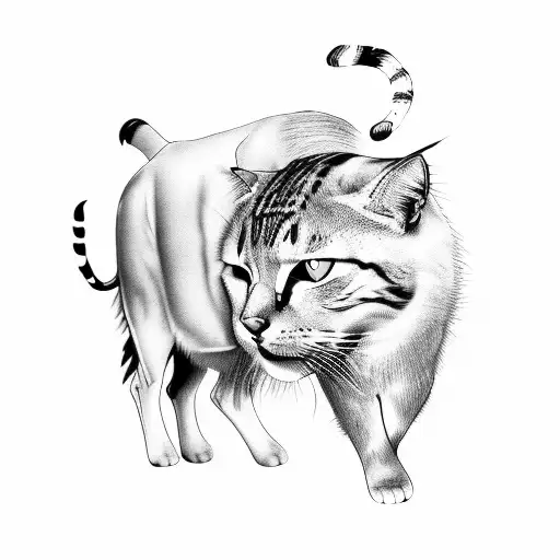 buffalo, cat, fire tattoo design idea