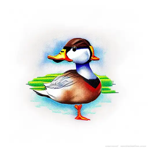 duck with knife tattoo design idea