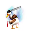 duck with knife tattoo design idea