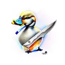 duck with knife tattoo design idea