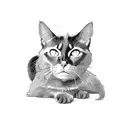 black cat sitting and it's tail becomes a spiral tattoo design idea