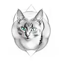 black cat sitting and it's tail becomes a spiral tattoo design idea