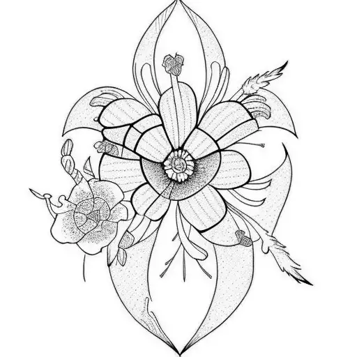 larkspur and cosmos  tattoo design idea