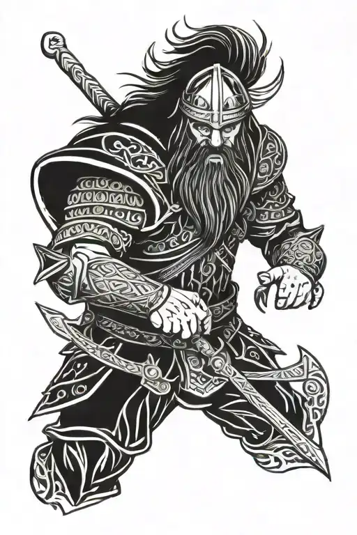 German viking warrior tattoo design idea