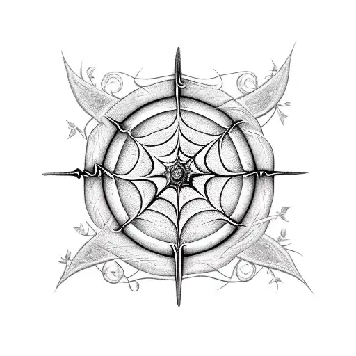  A vertical design dagger with vines and spiderwebs, incorporating Roman numerals representing dates in your life tattoo design idea