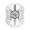  A vertical design dagger with vines and spiderwebs, incorporating Roman numerals representing dates in your life tattoo design idea