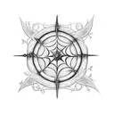  A vertical design dagger with vines and spiderwebs, incorporating Roman numerals representing dates in your life tattoo design idea