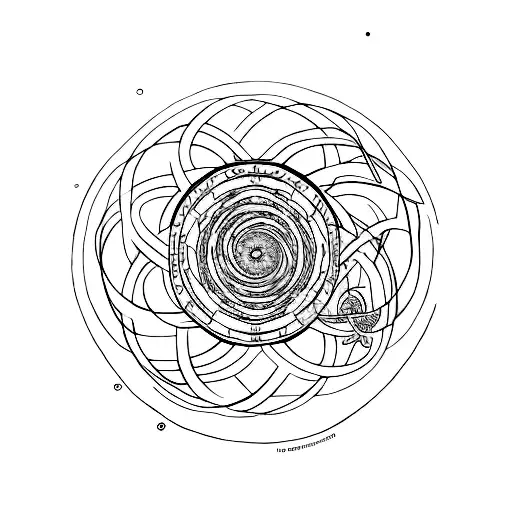 A cosmic spiral tattoo symbolizing the interconnectedness of space, health, and evolution tattoo design idea