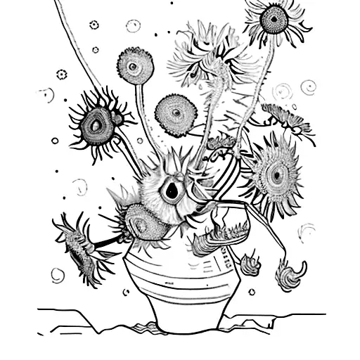 planeta B612 do pequeno principe com um girassol de van gogh em cima tattoo design idea