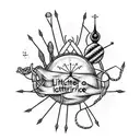 Crocheting needles intertwined with a quote from The Little Prince tattoo design idea