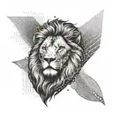 A lion's head emerging from a digital landscape, representing your strength and connection to the digital world tattoo design idea